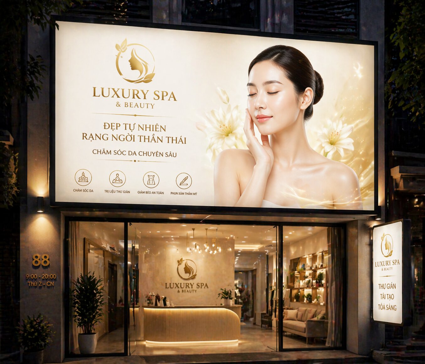 In Backlit Spa (hộp đèn spa)