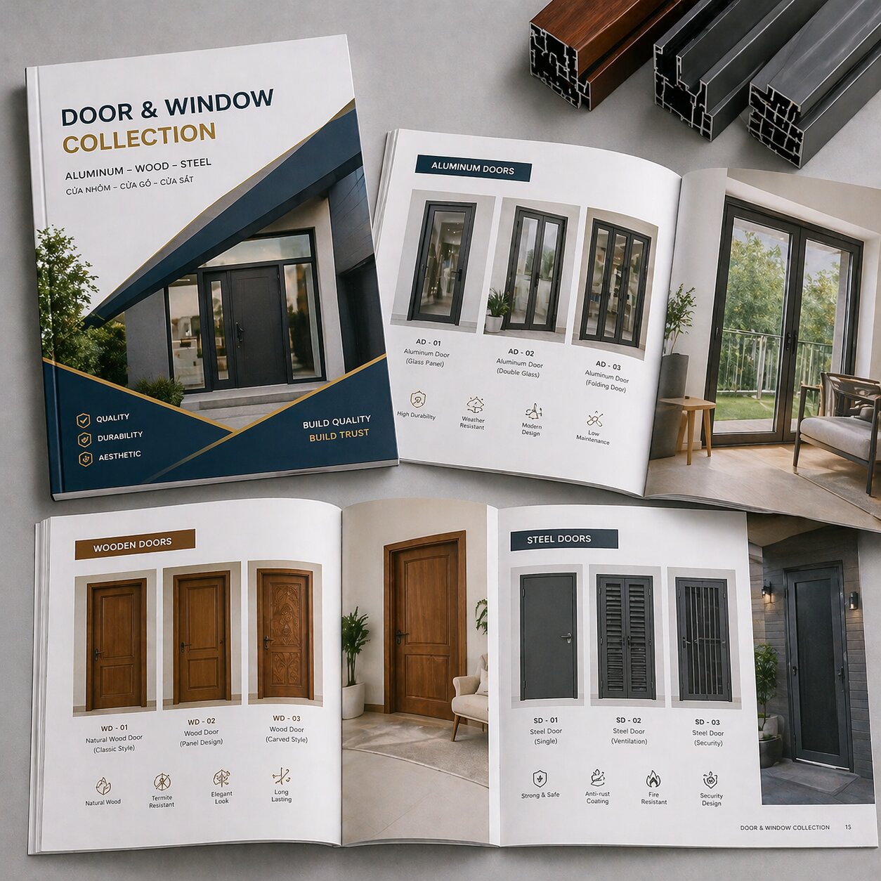 In Catalogue Cửa Nhôm – Gỗ – Sắt