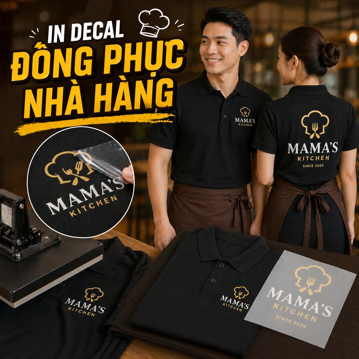 In Decal Đồng Phục Nhà Hàng