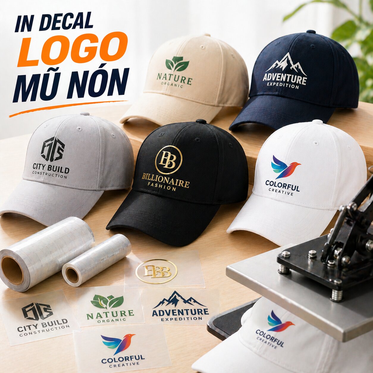 In Decal Logo Mũ Nón