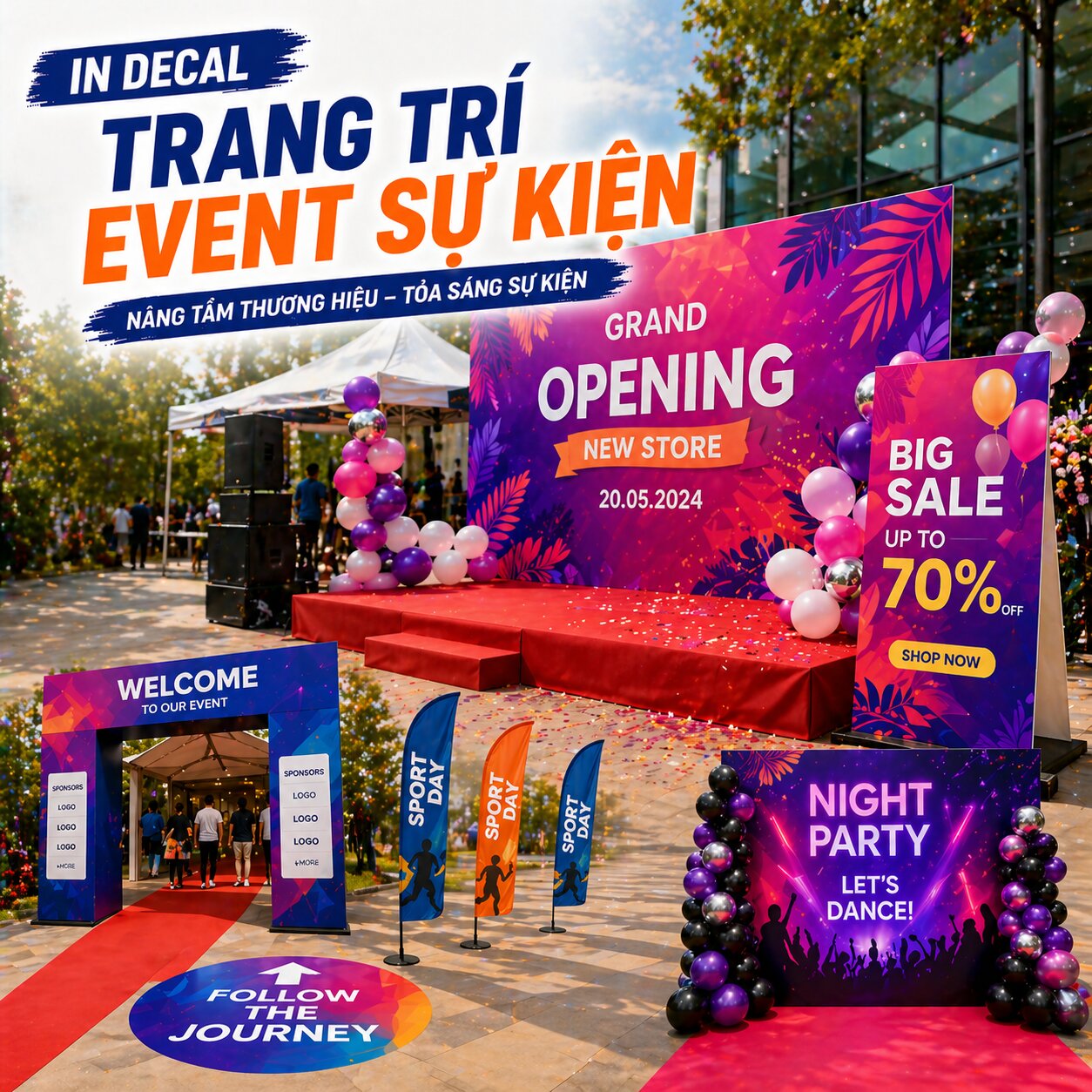 In Decal Trang Trí Event
