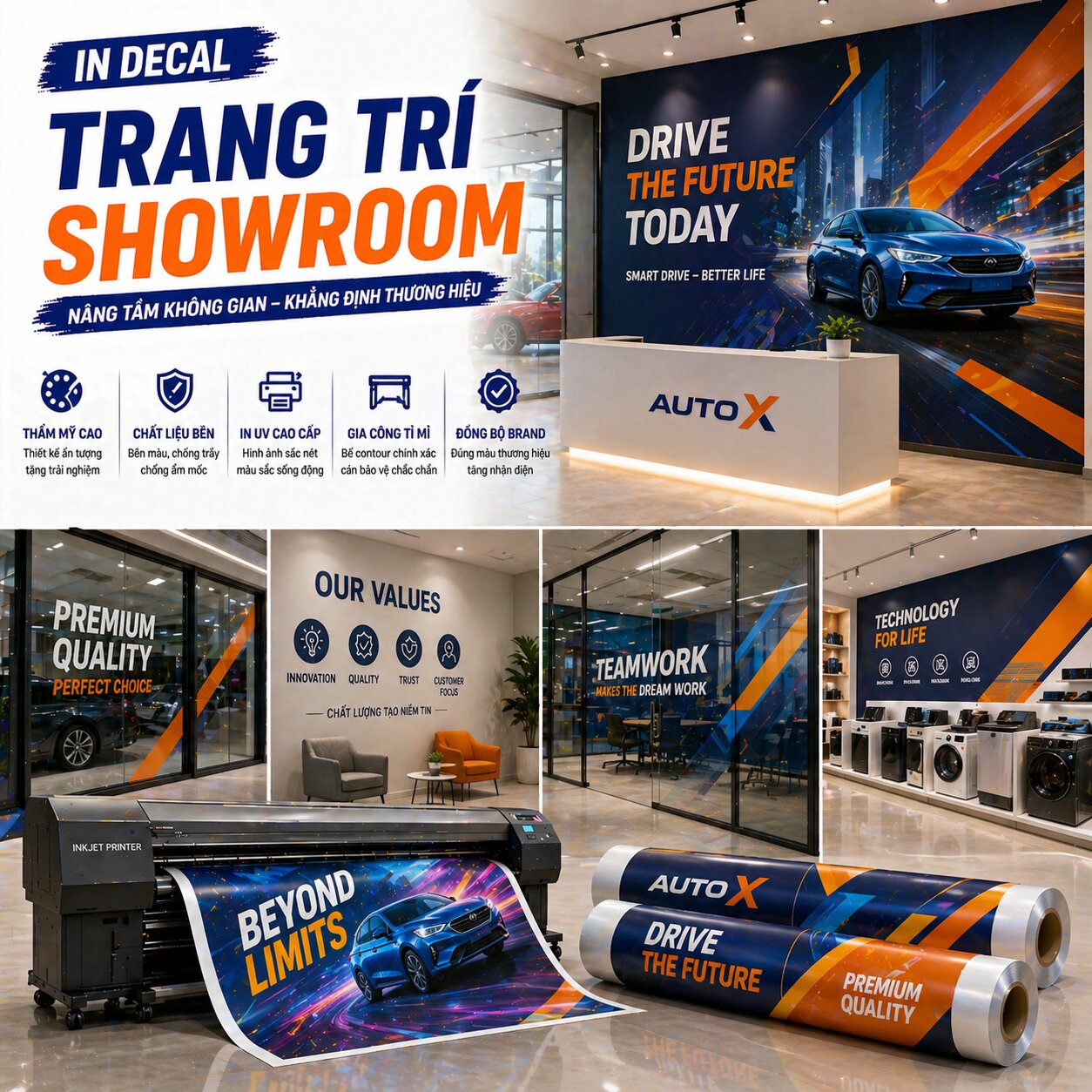 In Decal Trang Trí Showroom