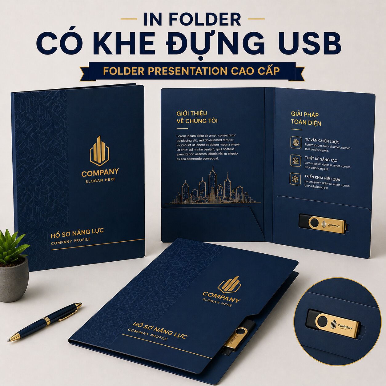 In Folder Có Khe Đựng USB