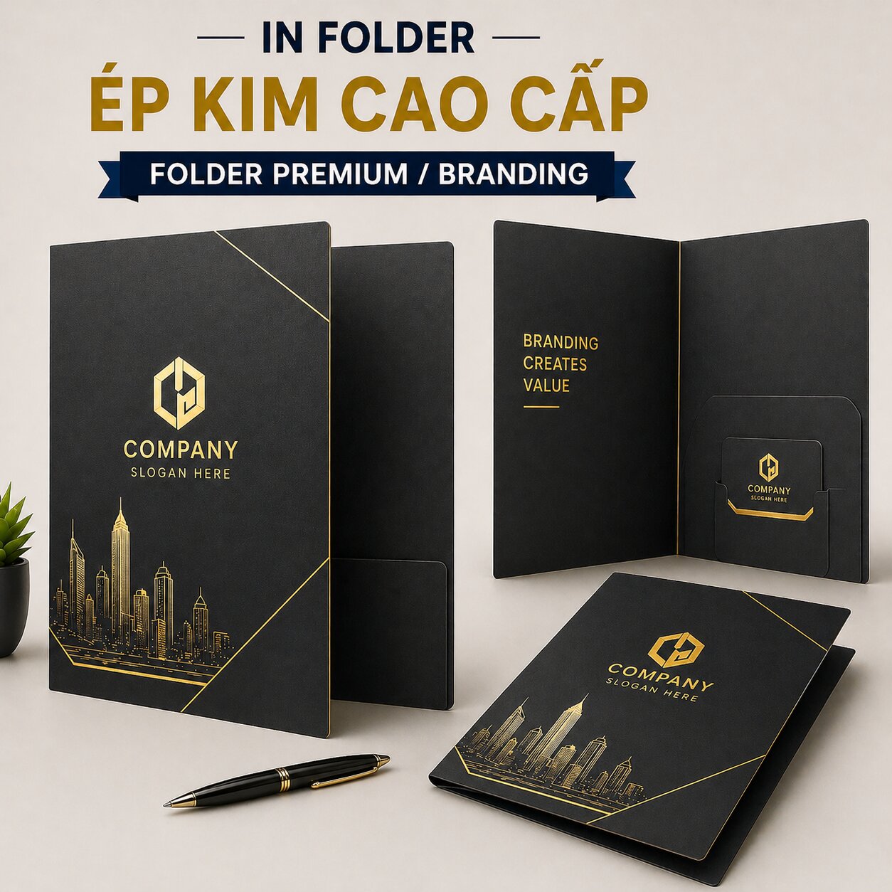 Folder ép kim cao cấp cho thương hiệu