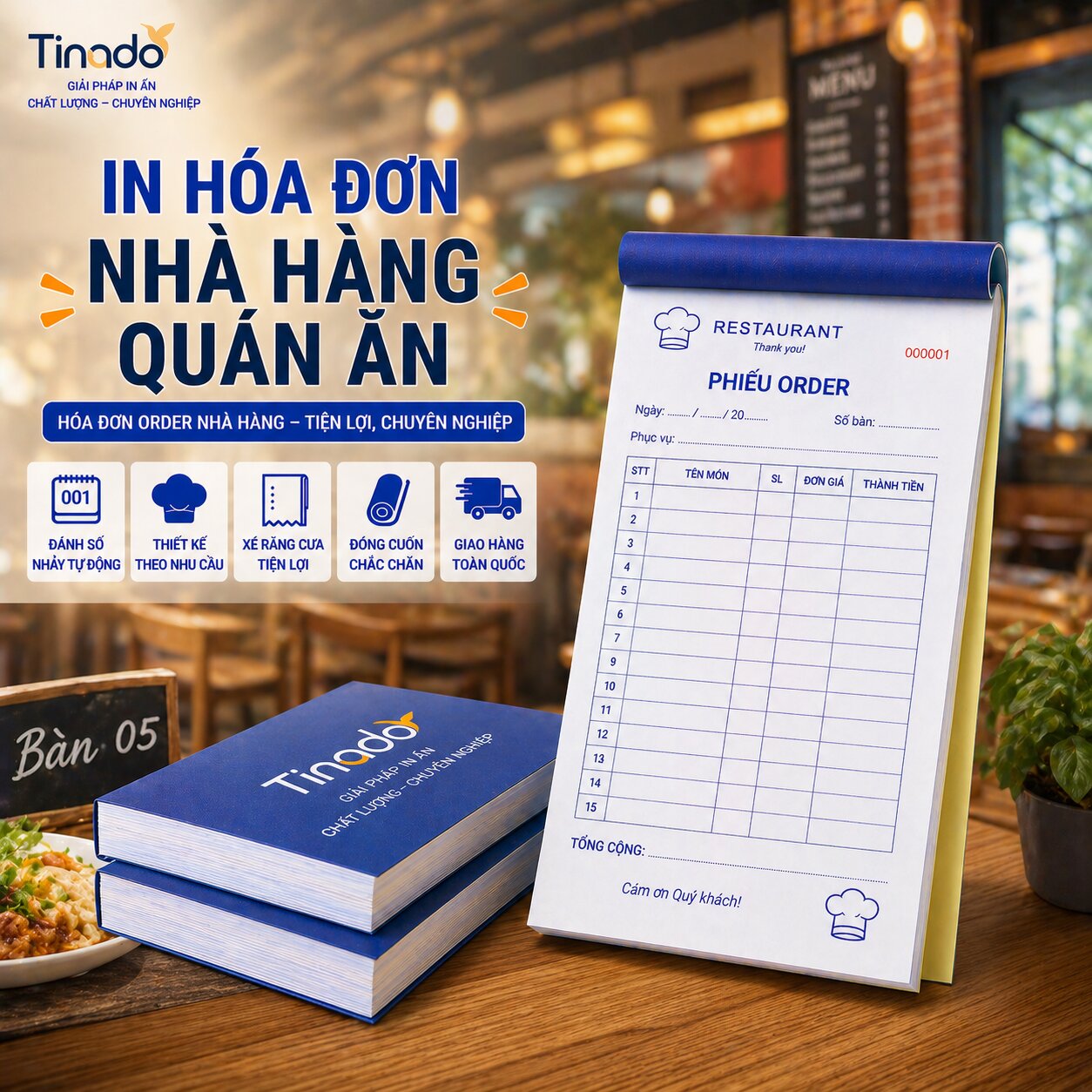In Hóa Đơn Nhà Hàng Quán Ăn
