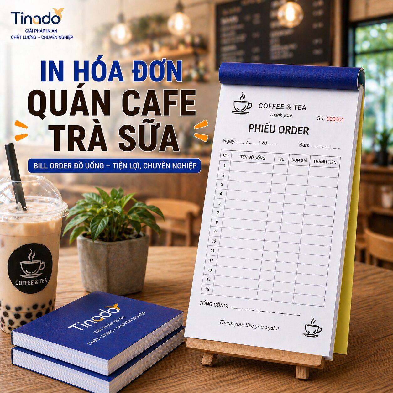 In Hóa Đơn Quán Cafe Trà Sữa