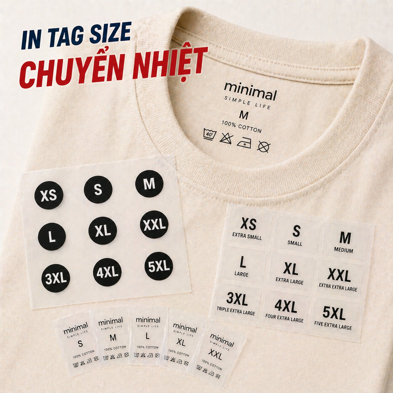 In Tag Size Chuyển Nhiệt