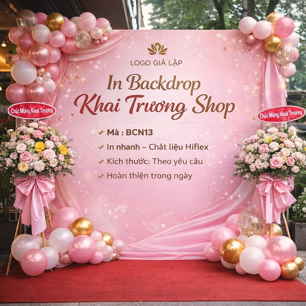 In backdrop khai trương shop