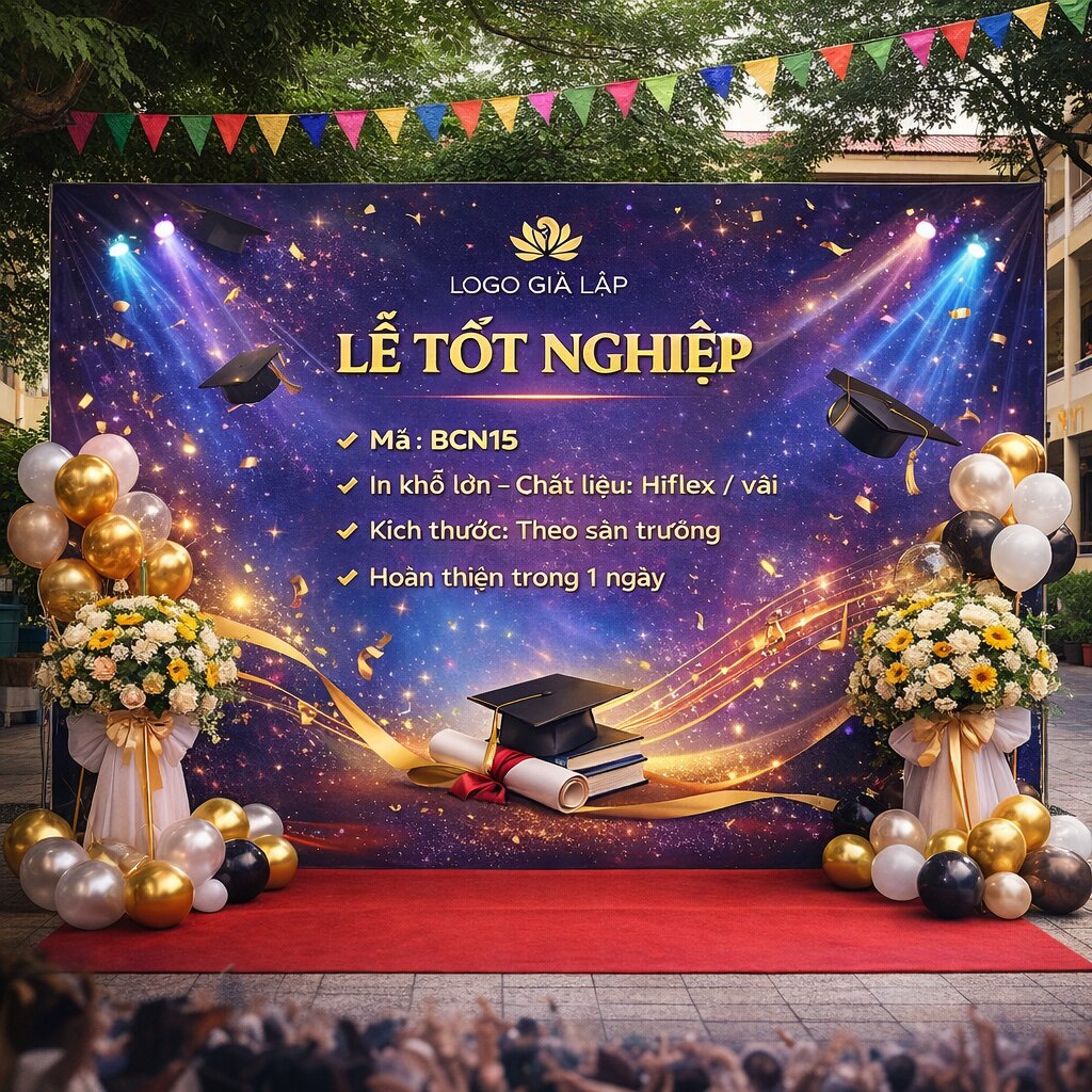 In backdrop trường học – lễ tốt nghiệp