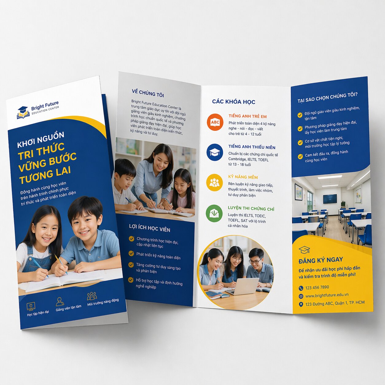 In brochure A4 giáo dục