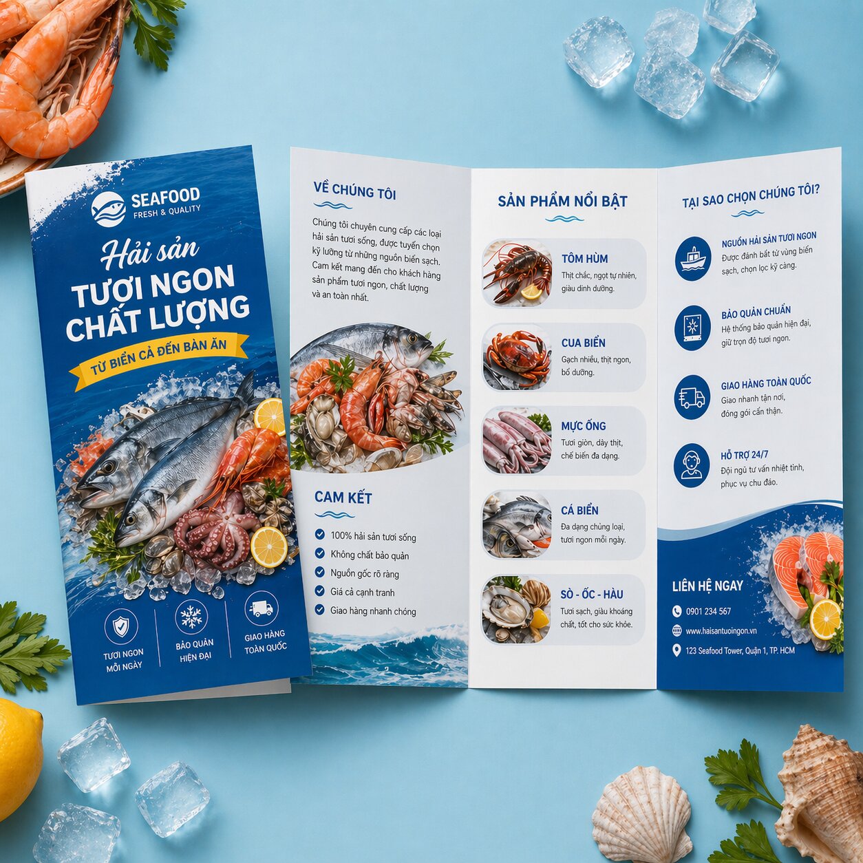 In brochure hải sản