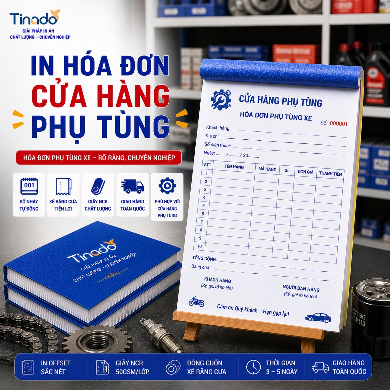 In Hóa Đơn Cửa Hàng Phụ Tùng
