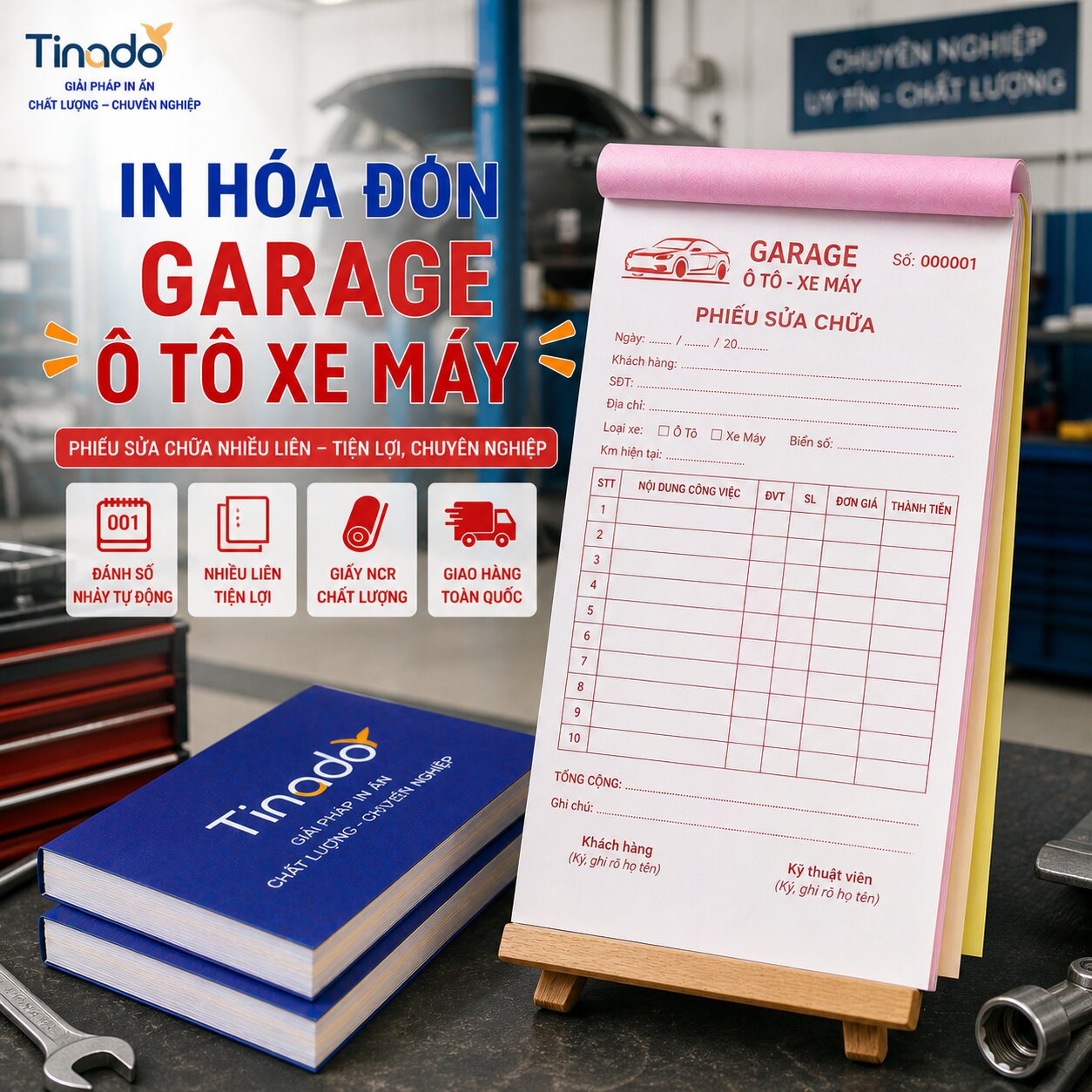 In Hóa Đơn Garage Ô Tô Xe Máy