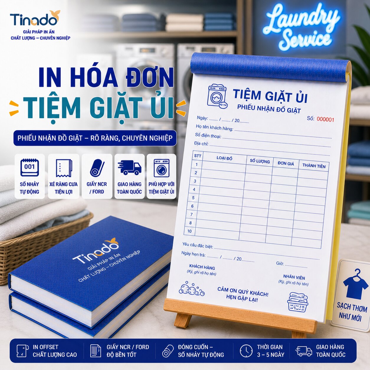 In Hóa Đơn Tiệm Giặt Ủi