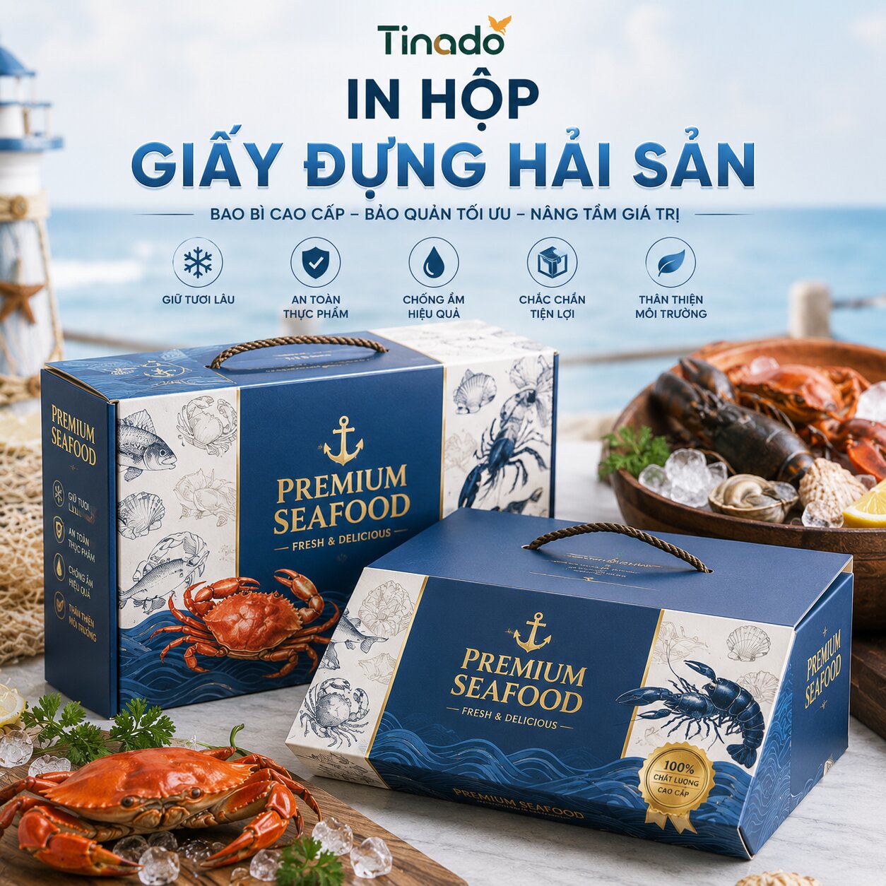 In Hộp Đựng Hải Sản