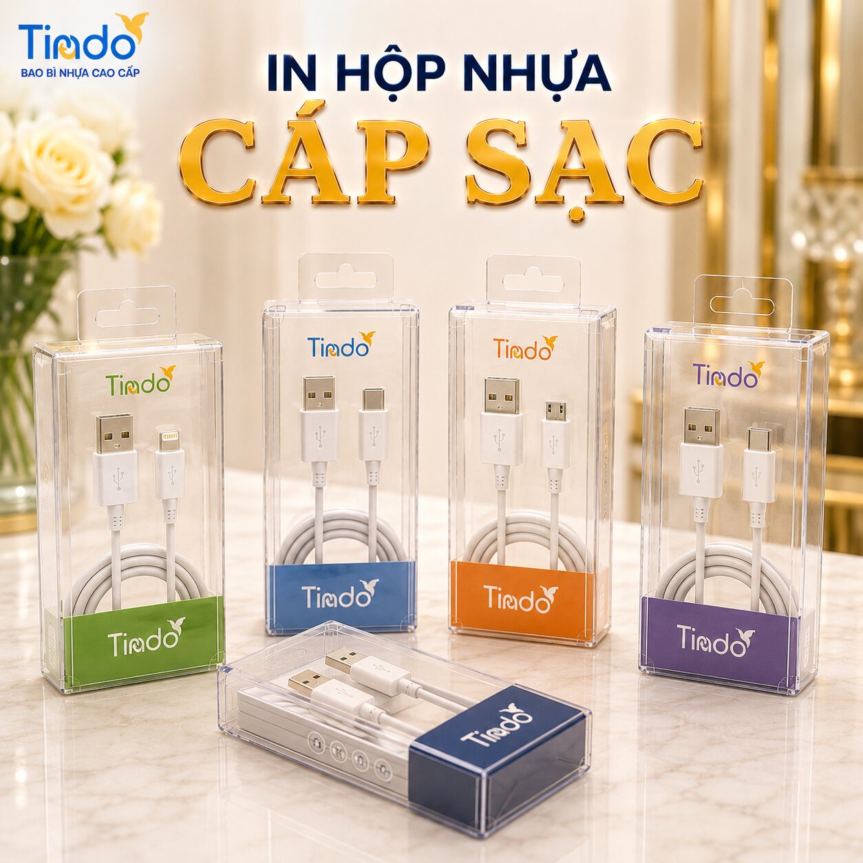 In Hộp Nhựa Cáp Sạc