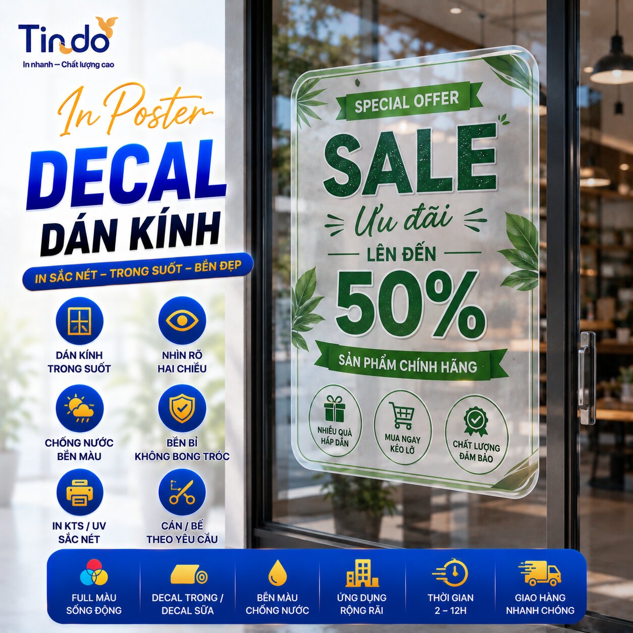 In Poster Decal Dán Kính
