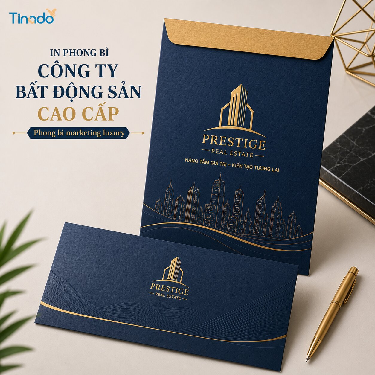 In phong bì công ty bất động sản cao cấp