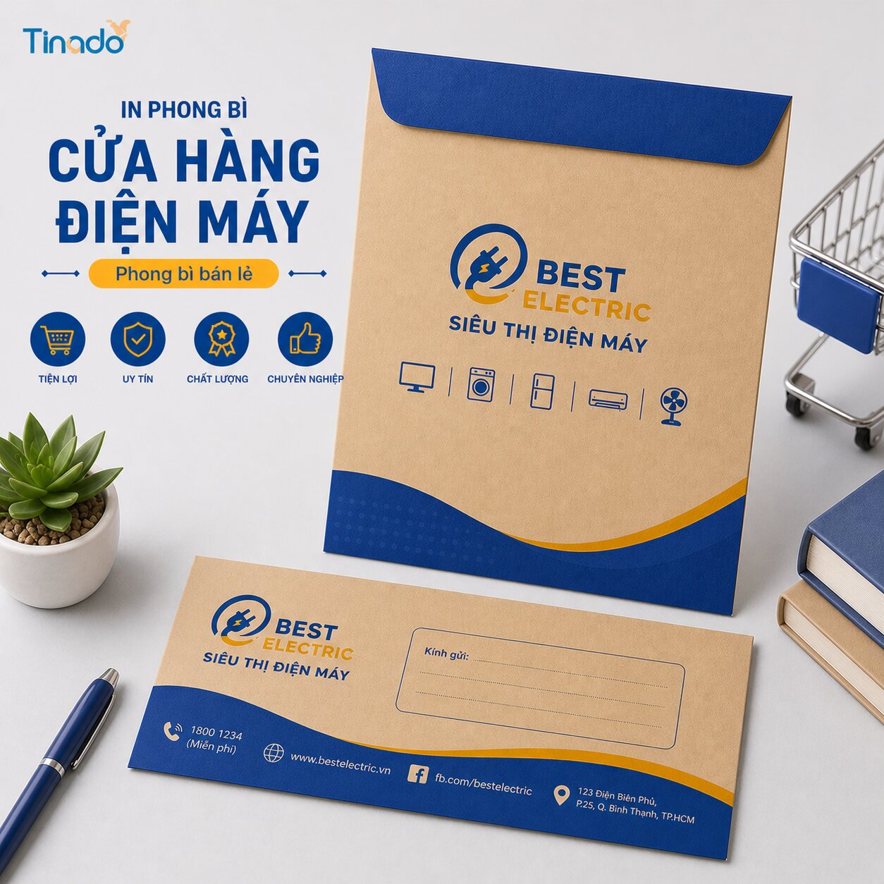 In phong bì cửa hàng điện máy