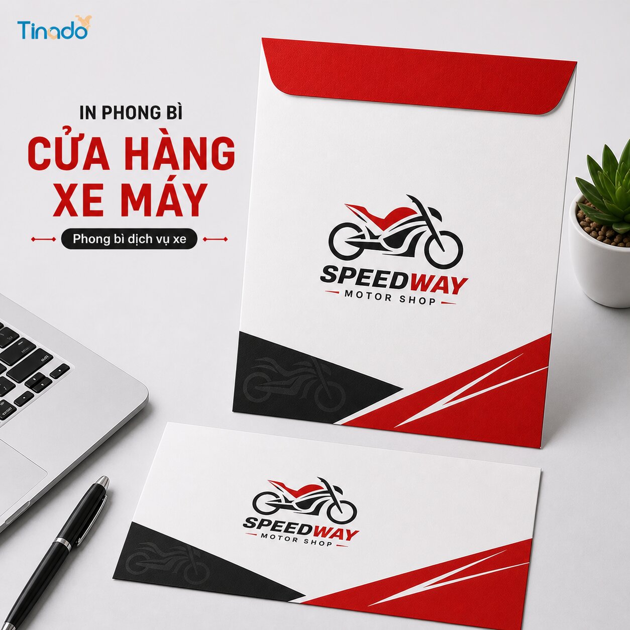 In phong bì cửa hàng xe máy
