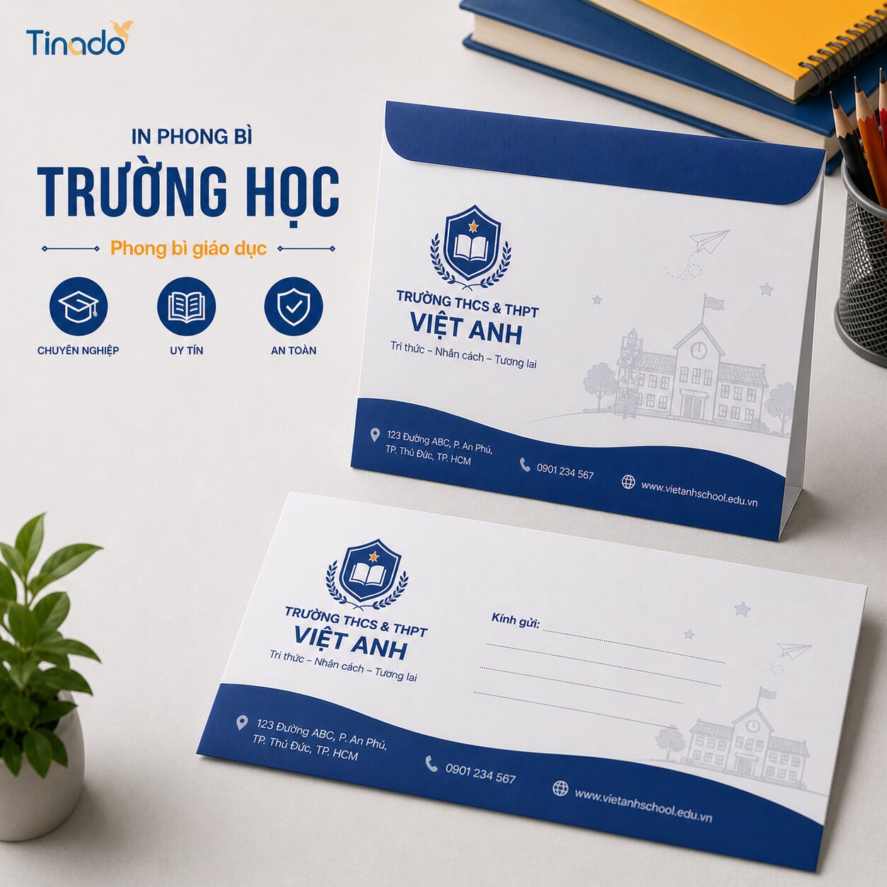 In phong bì trường học
