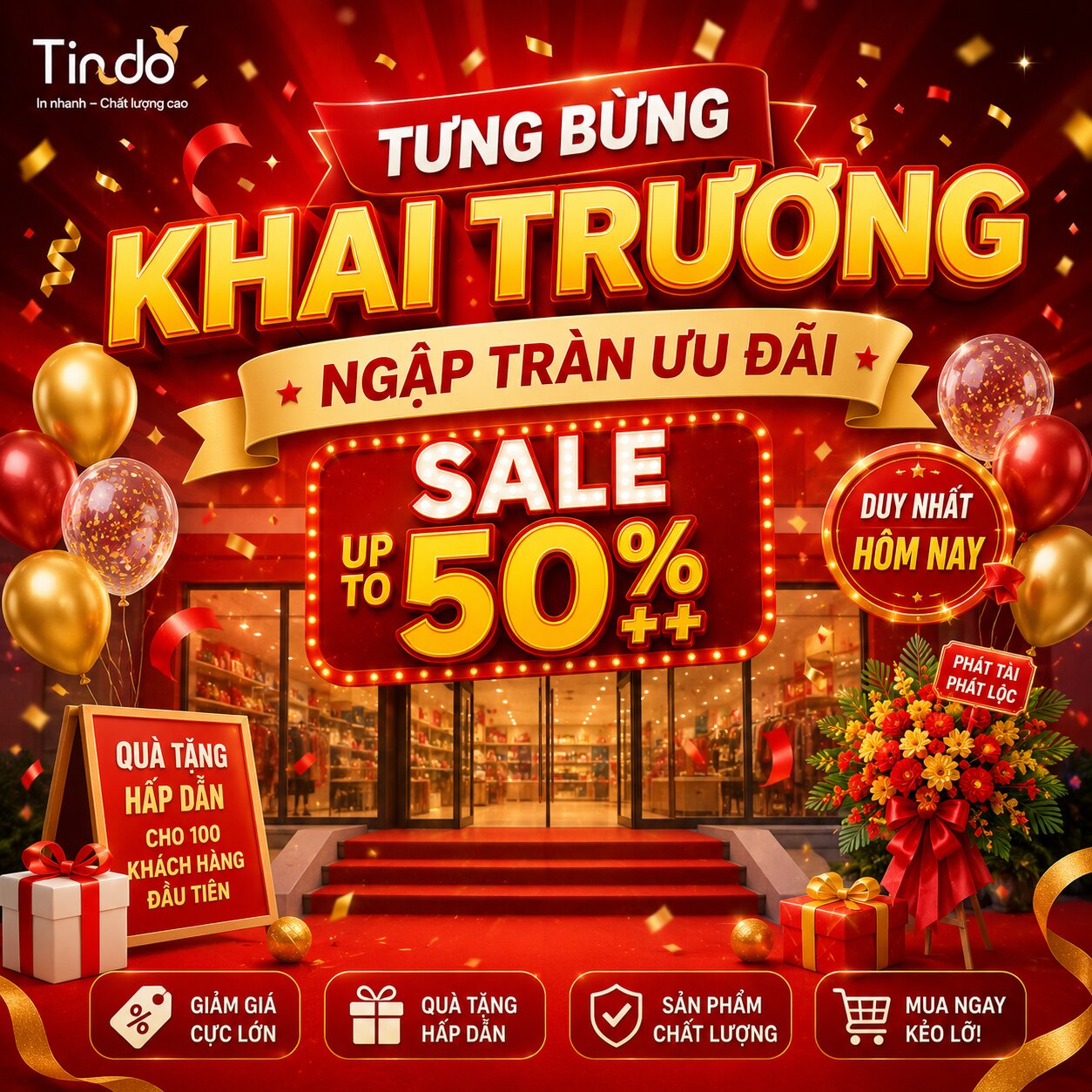 In poster khai trương – quảng cáo sale