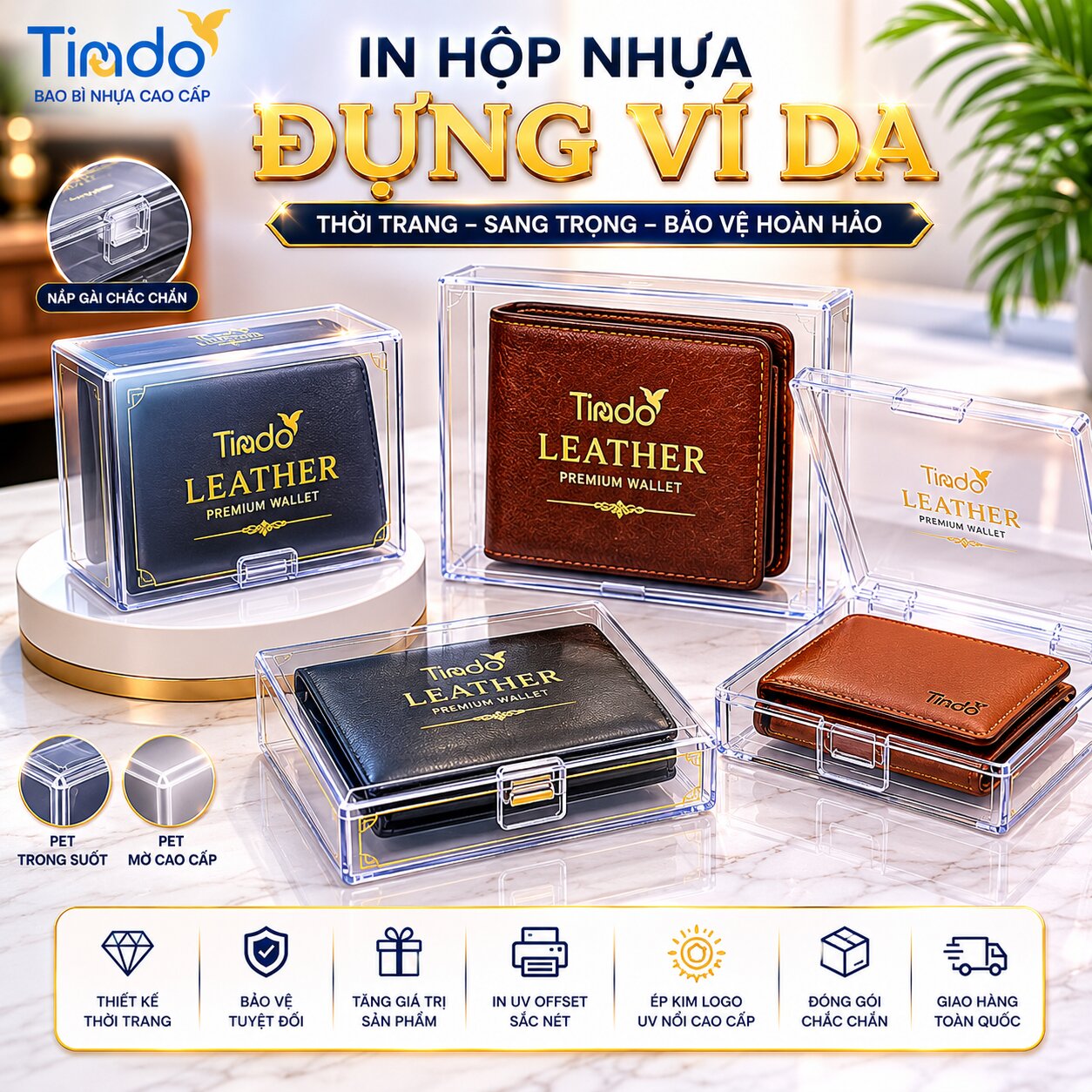 In Hộp Nhựa Đựng Ví Da