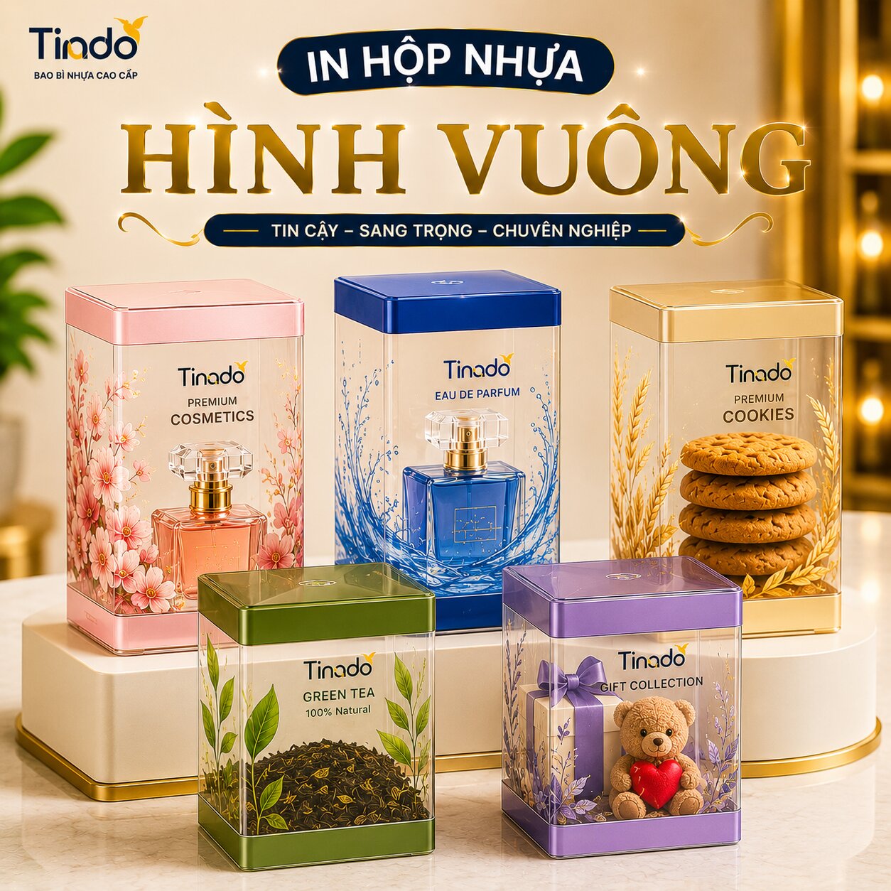 In Hộp Nhựa Hình Vuông