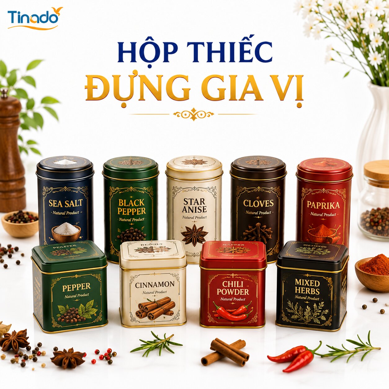 In Hộp Thiếc Đựng Gia Vị