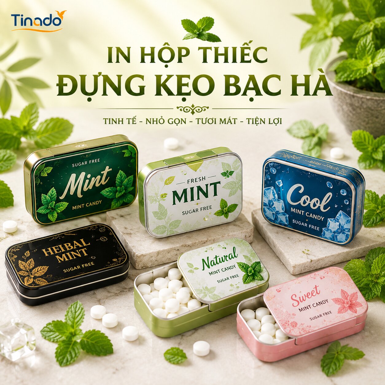 In Hộp Thiếc Đựng Kẹo Bạc Hà