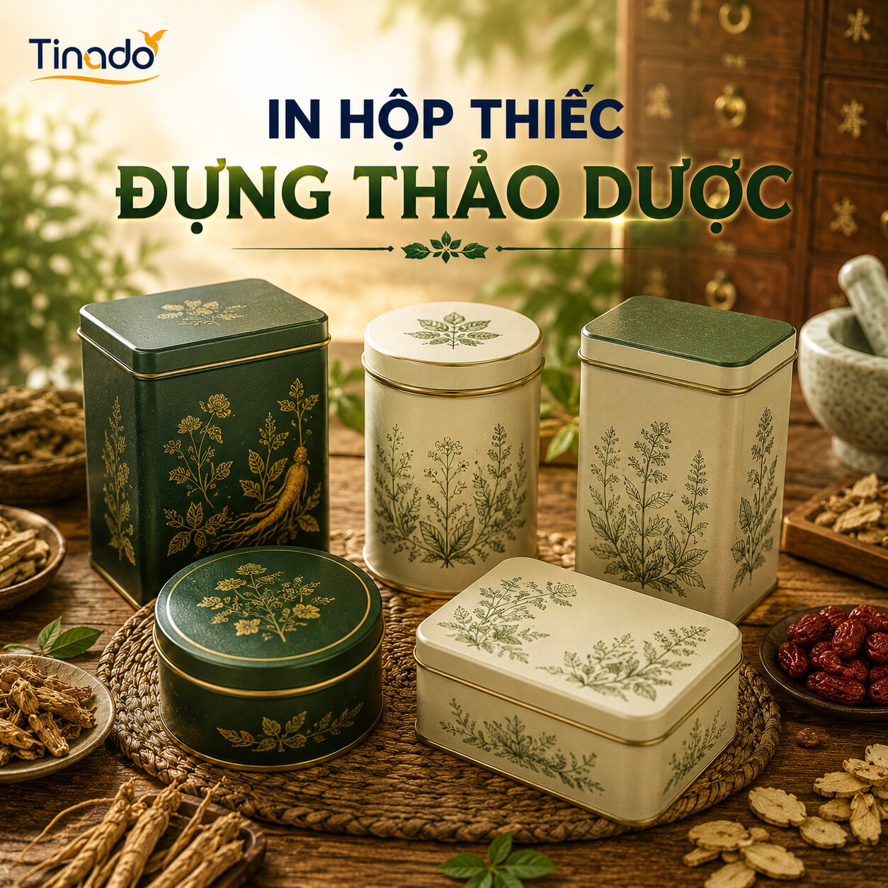In Hộp Thiếc Đựng Thảo Dược