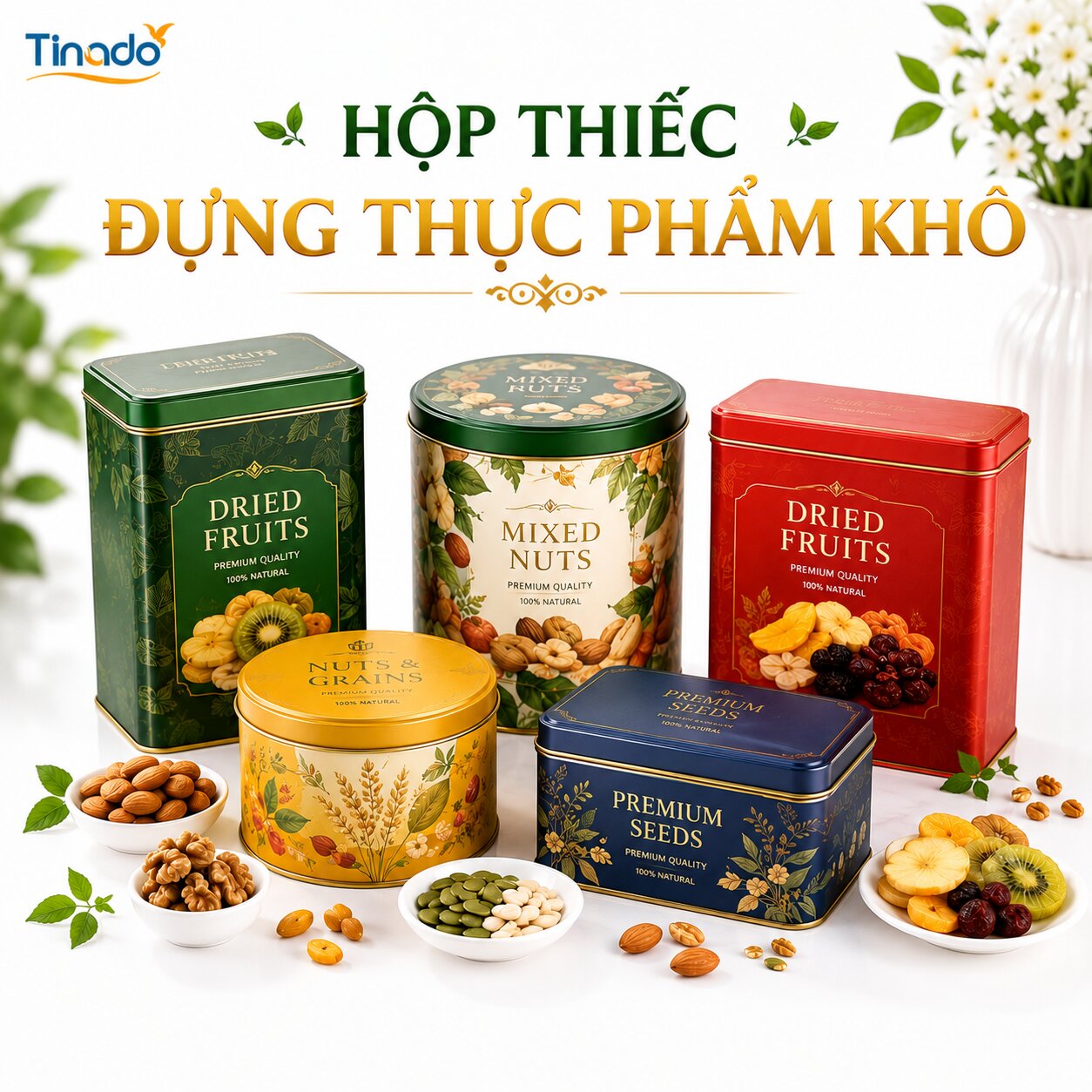 In Hộp Thiếc Đựng Thực Phẩm Khô