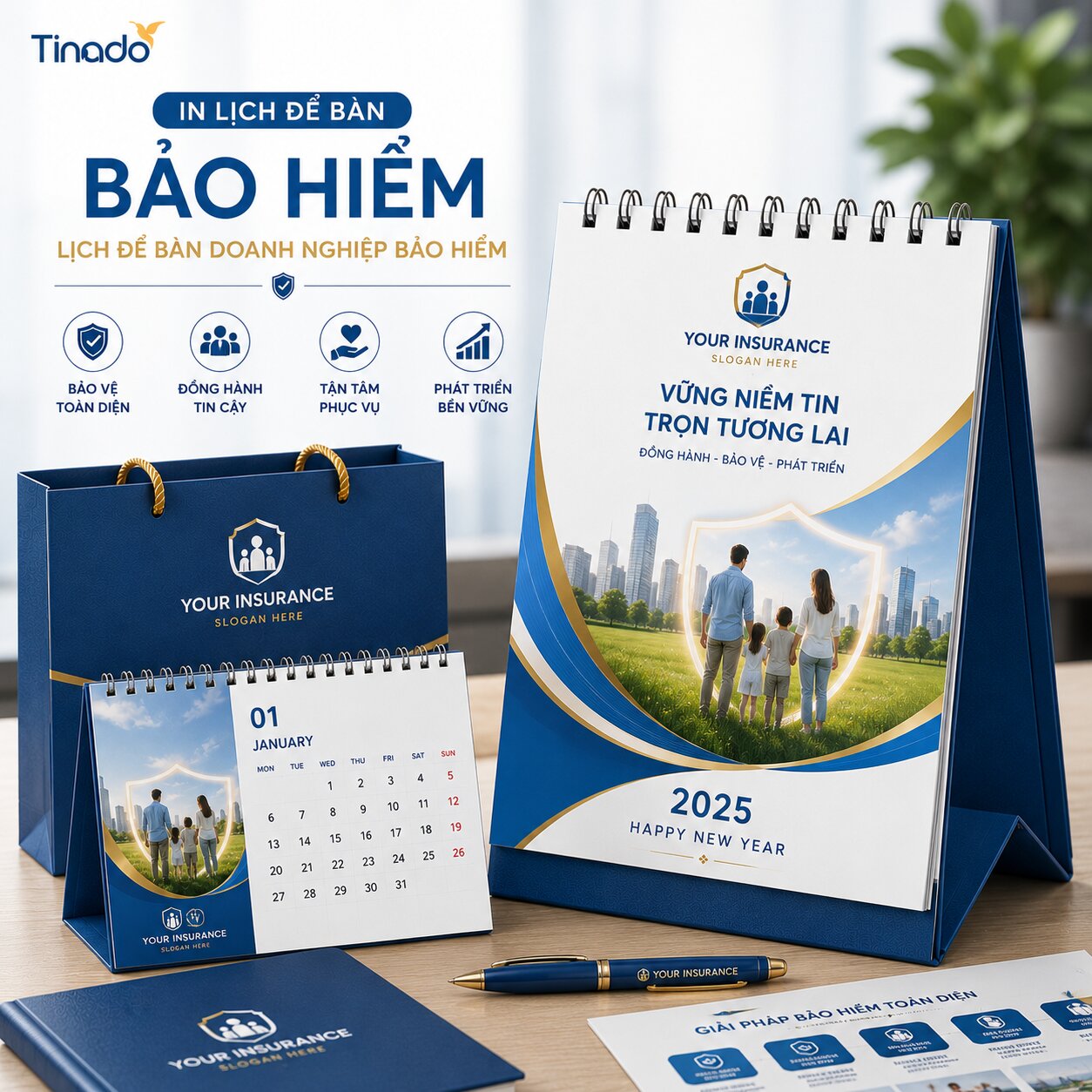 In Lịch Để Bàn Công Ty Bảo Hiểm