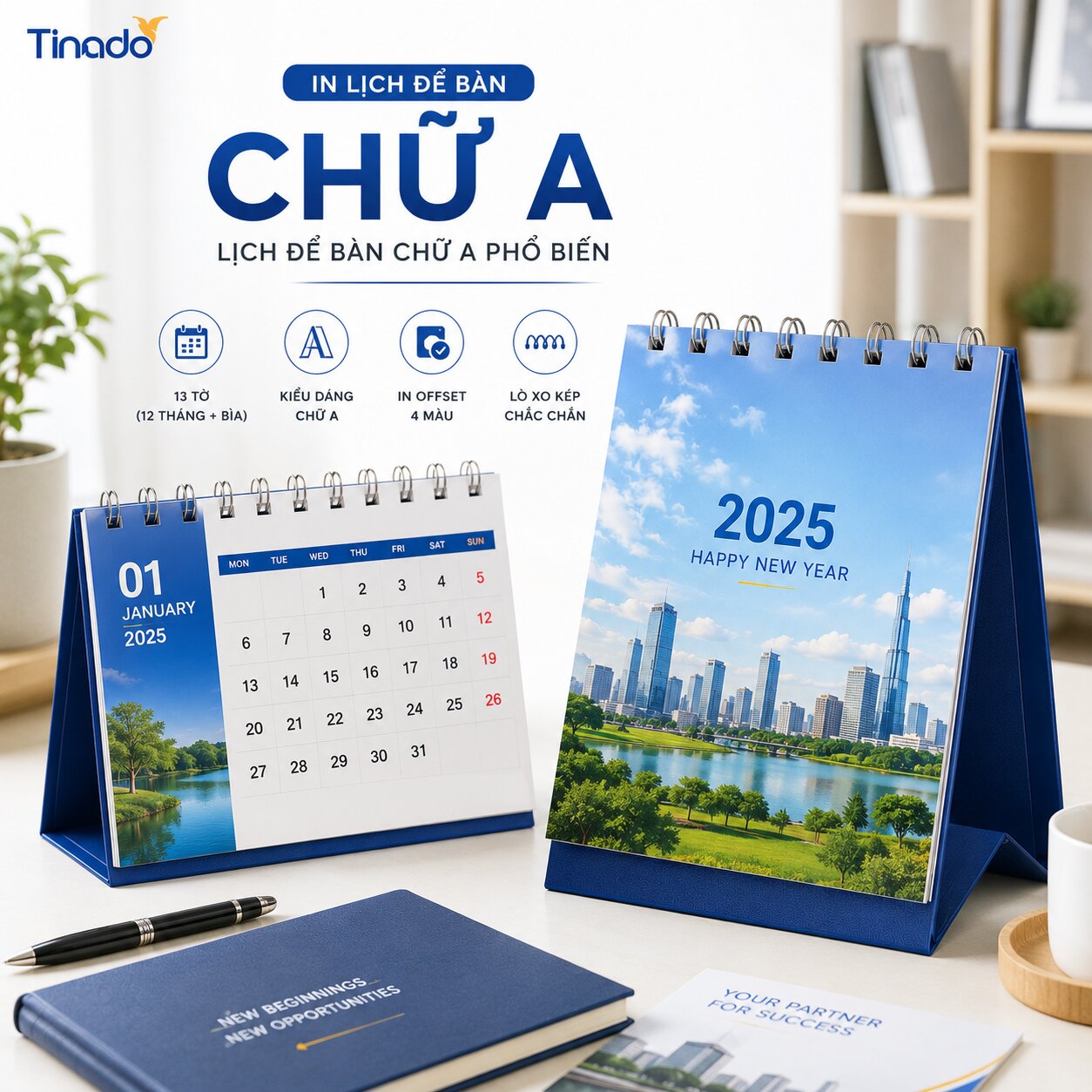 In Lịch Để Bàn Chữ A