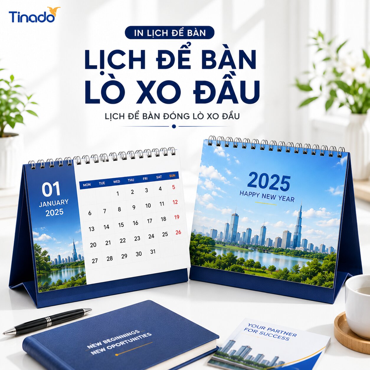 In Lịch Để Bàn Lò Xo Đầu