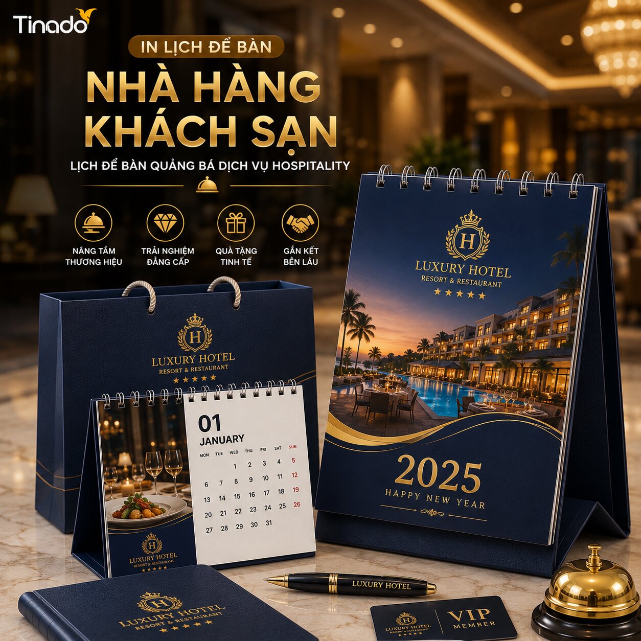 In Lịch Để Bàn Nhà Hàng Khách Sạn