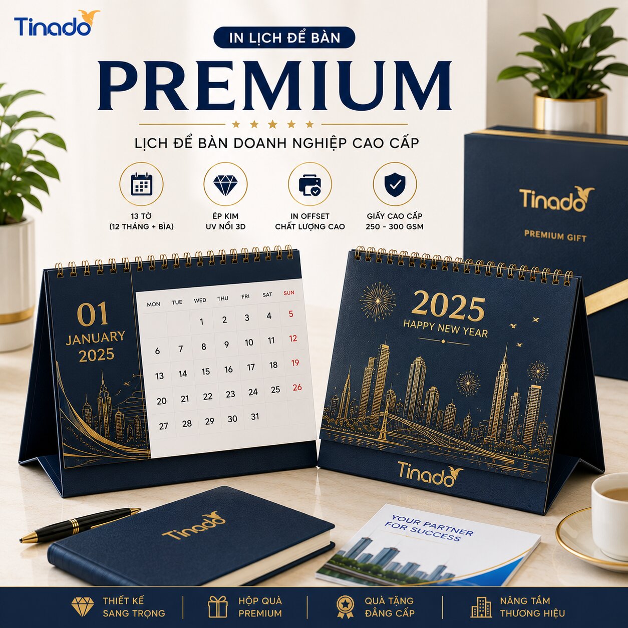 In Lịch Để Bàn Premium