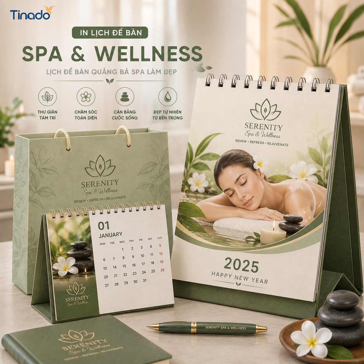 In Lịch Để Bàn Spa