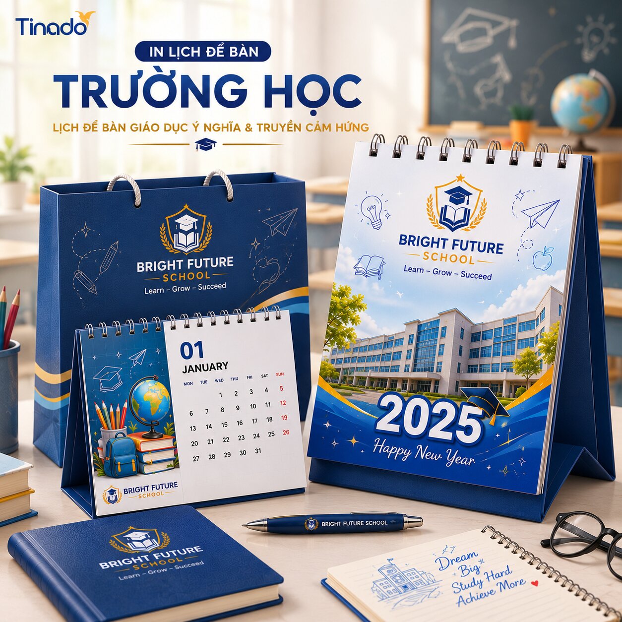 In Lịch Để Bàn Trường Học