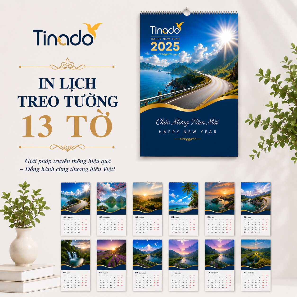 Mẫu in lịch treo tường 13 tờ cho doanh nghiệp