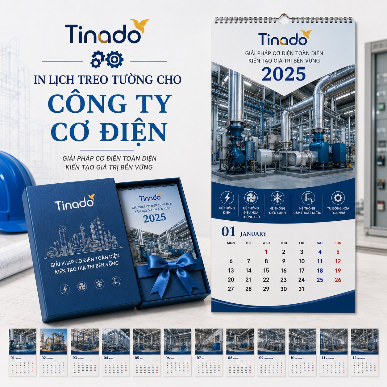 In Lịch Treo Tường Cho Công Ty Cơ Điện