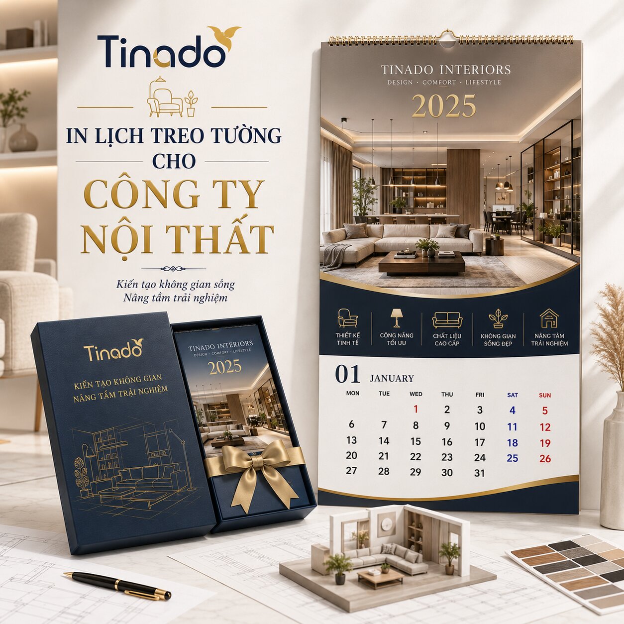 In Lịch Treo Tường Cho Công Ty Nội Thất