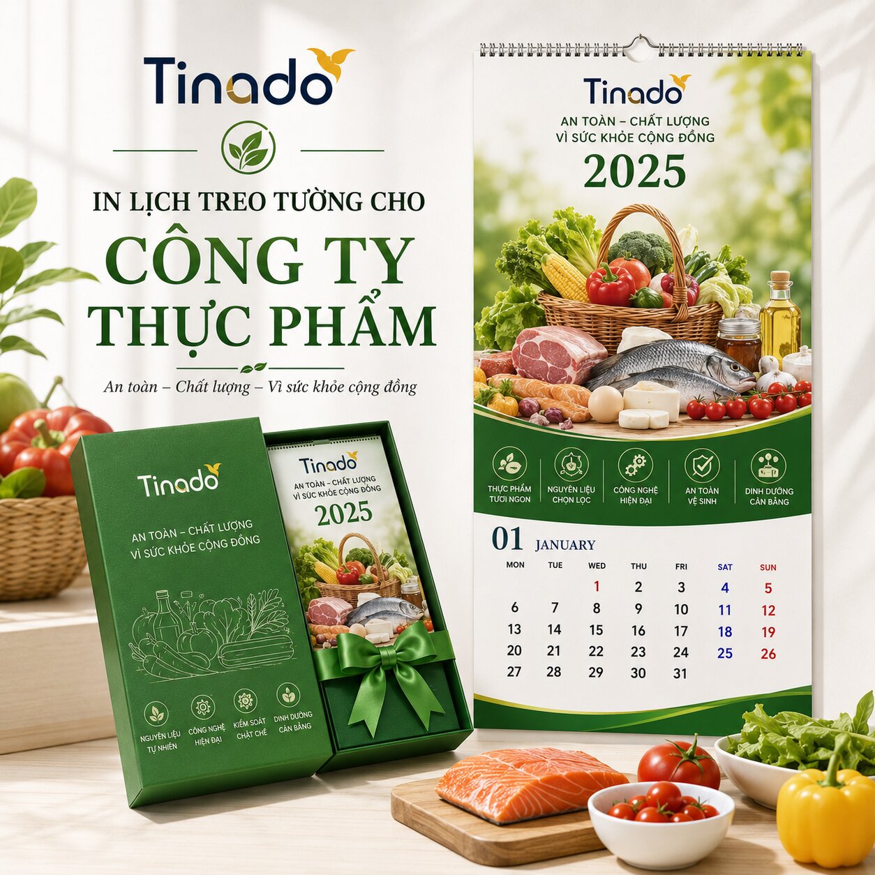 In Lịch Treo Tường Cho Công Ty Thực Phẩm