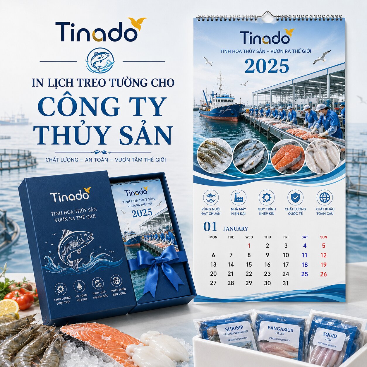 In Lịch Treo Tường Cho Công Ty Thủy Sản
