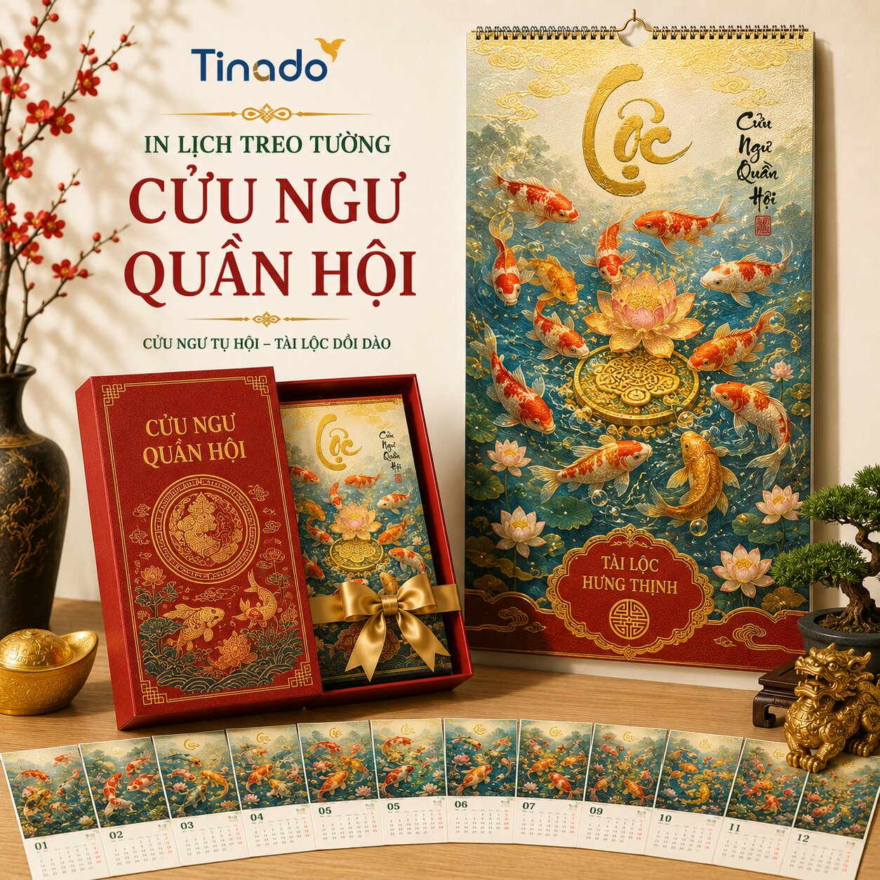 In Lịch Treo Tường Cửu Ngư Quần Hội