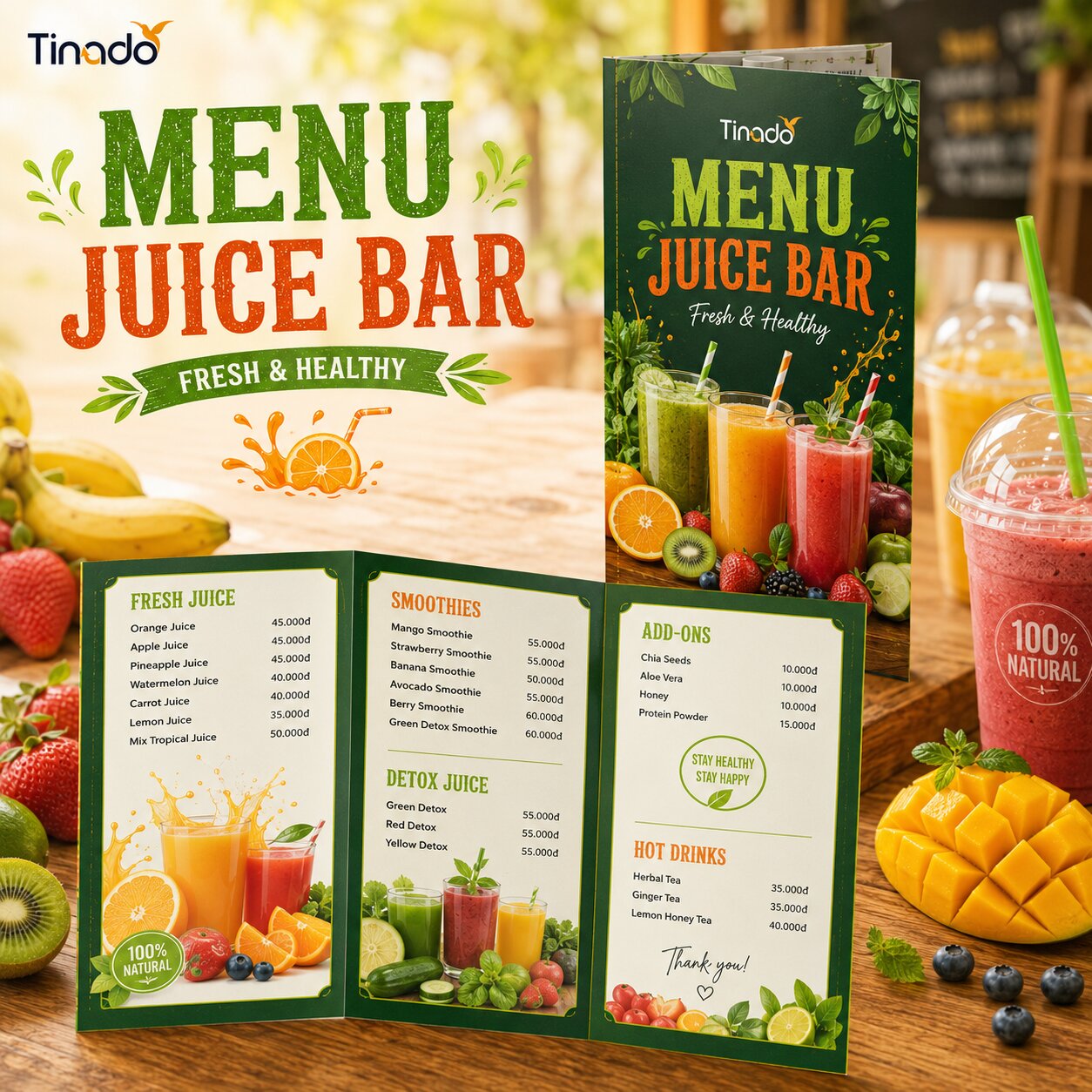 In Menu Giấy Juice Bar