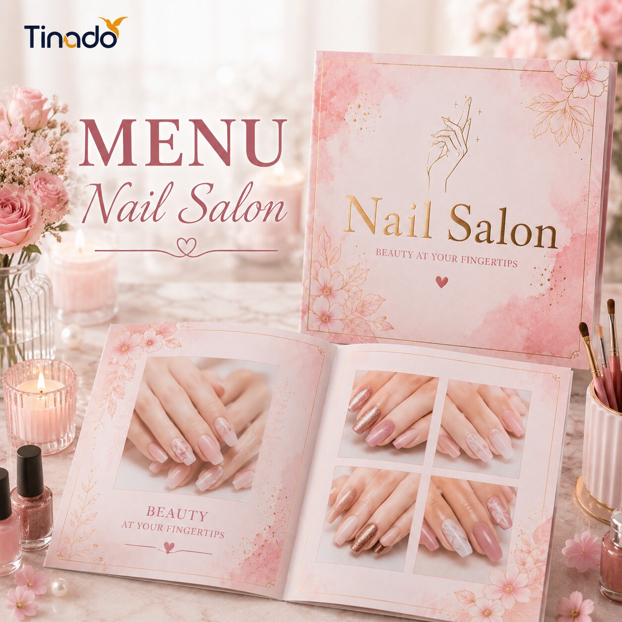 In Menu Giấy Nail Salon