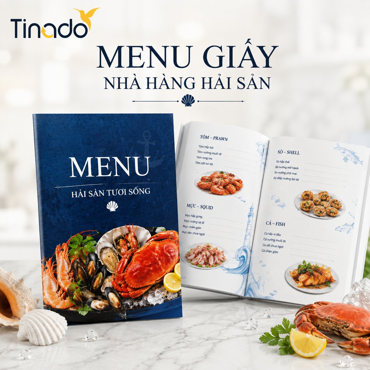 In Menu Giấy Nhà Hàng Hải Sản