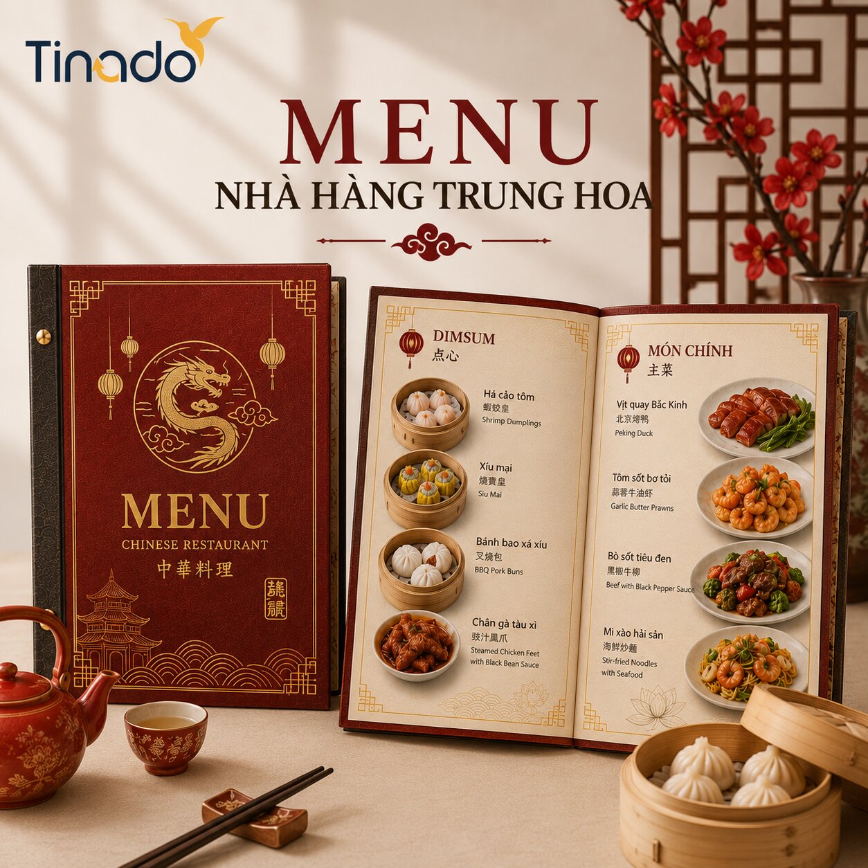 In Menu Giấy Nhà Hàng Trung Hoa