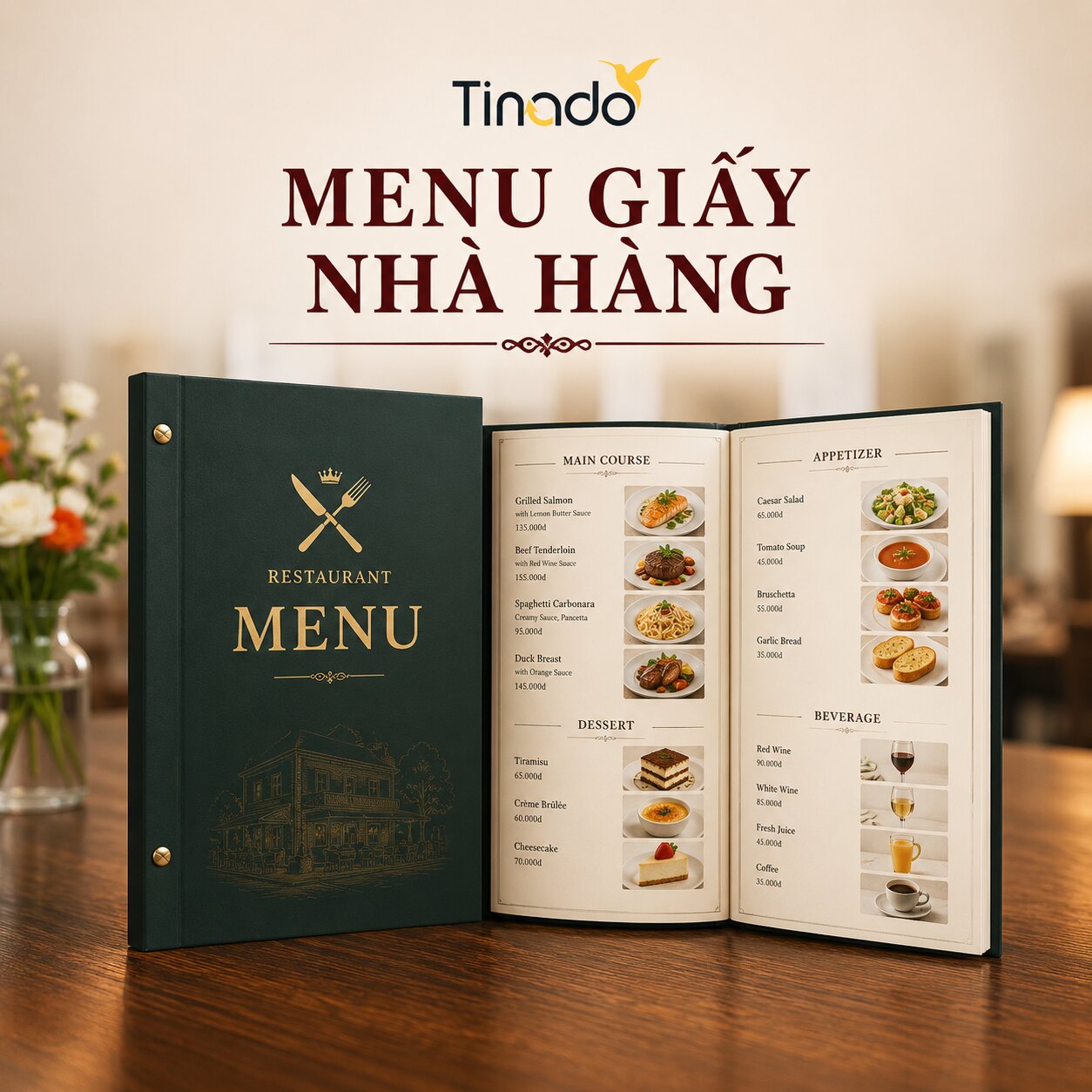 Mẫu in menu giấy nhà hàng chuyên nghiệp